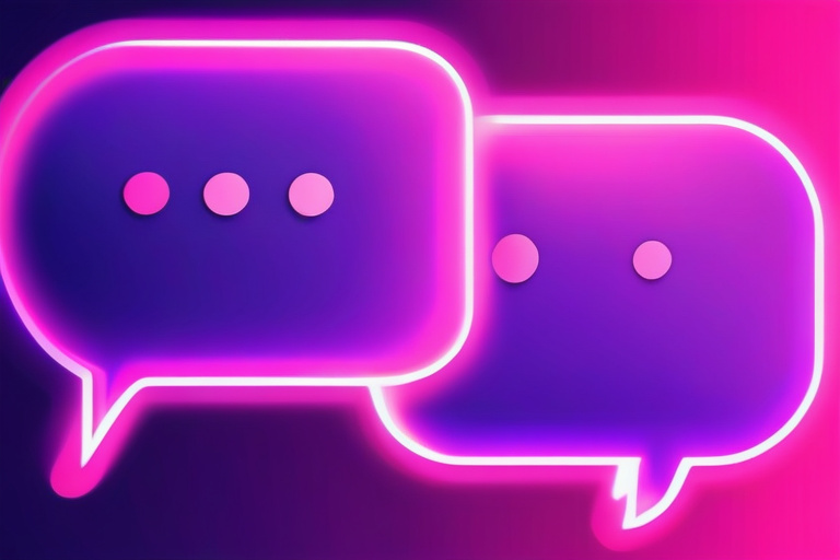 Abstract AI chatbot interface with glowing chat bubbles